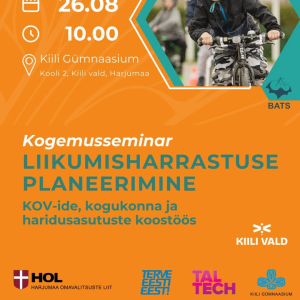 26. augustil said Kiili Gümnaasiumis kokku Harjumaa ja vallajuhid, haridusasutuste juhid ning õpetajad – kokku 51 tegusat osalejat!

Toimus kogemusseminar „Liikumisharrastuse planeerimine KOV-ide, kogukonna ja haridusasutuste koostöös“, mille fookuses oli see, kuidas muuta aktiivne liikumine meie igapäevaelu loomulikuks ja aastaringseks osaks. 

Seminaril tutvustasime Interreg Läänemere piirkonna programmi BATS (Baltic Sea Region – Active MobiliTy Solutions in Darkness and All Weather Conditions) tulemusi ja projektis sündinud lahendusi, mis toetavad tõhusat ning aastaringset aktiivset liikuvust.

Päev oli täis praktilisi teadmisi ja häid kogemusi:

HOL-i ja Kiili valla ja koolimeeskond jagas oma edukaid kogemusi koolikampaaniate korraldamisel.
Anne Põder TalTechist tutvustas projektis valminud „Kodanike kaasamise käsiraamatut“.
Renna Nelis, Liikumisharrastuse Kompetentsikeskuse koostööjuht, rääkis haridusasutustes tehtud uuringutest ja kogukonna treeneri kutsest.
Mari-Liis Valter, Harjumaa haridusasutuste tervisedenduse koordinaator, jagas Harjumaal ellu viidud programme ja häid praktikaid.

Teadmiste kõrvale mahtus ka palju praktilist tegutsemist: Anne juhendamisel harjutasime persoonade loomist ning Renna eestvedamisel koostasime liikuvuse tegevuskava.

Kõige tähtsam – osalejate rõõmus meel paistis kaugele! Päevast lahkuti uute ideede, inspiratsiooni- ja teotahtelistena, et uuele kooliaastale hoogsalt vastu minna.

Suur aitäh kõigile osalejatele, esinejatele ja kaasaaitajatele!





















