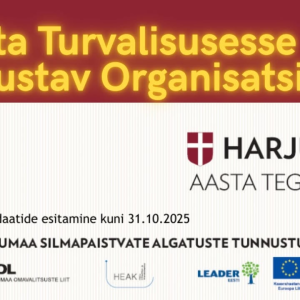 


Kas oled märganud oma kogukonnas organisatsiooni, kes on silma paistnud turvalisuse edendamisel – olnud aktiivne partner kohalikele ning pannud südame ja jõu füüsilise ja sotsiaalse turvalisuse tugevdamisse? 
Eelmise aasta kategooria võitja oli Suursoo Külaselts (Rae vald), kes koostas hädaolukorra plaani, kerksuskeskuse ja korraldas koolitusi – näide tõhusast kogukondlikust turvalisuse tugevdamisest.

👉 Esita kandidaat kategoorias „Aasta Turvalisusesse Panustav Organisatsioon” https://www.heak.ee/harjumaa-aasta-tegija/parim-siseturvalisusesse-panustav-organisatsioon/